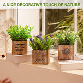 Glowflora - Trio van LED Kunstplanten met Houten Potten